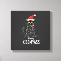Joyeux Noël Kissmyass Drôle Chat Lumières de Noël