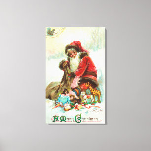 Toile Joyeux Noël Père Noël Packing Toys dans ses