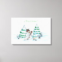 Joyeux Noël ! Snowman avec chat et chiot