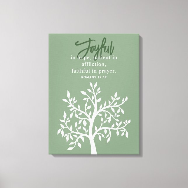 Toile Joyeux Verse de la Bible et arbre simple (Recto)
