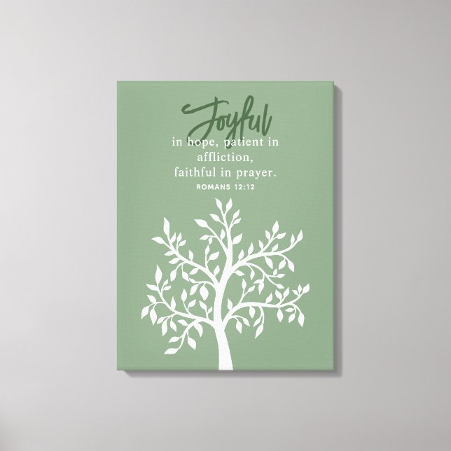 Toile Joyeux Verse de la Bible et arbre simple (Recto)