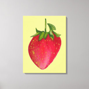Toile Juicy fraise aquarelle macro fruit pop art