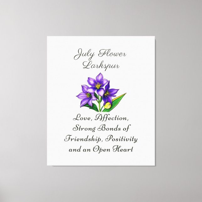 Toile Juillet Mois de naissance Fleur Larkspur Floral Ar (Recto)