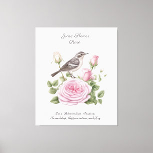 Toile Juin Mois de naissance Fleur Rose Élégant Annivers