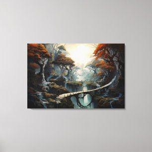 Toile Jungle Wanderer : Imaginaire Paysage Art en gris