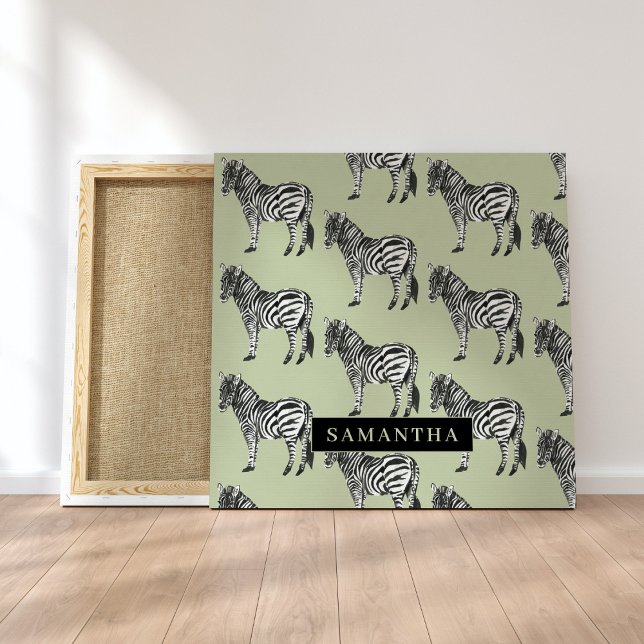 Toile Jungle Zebra Wild Motif & Nom personnalisé (Créateur téléchargé)