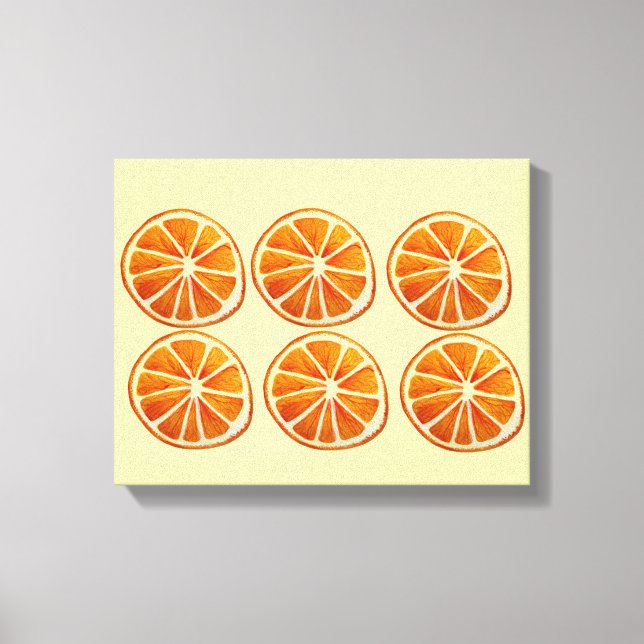 Toile Jus orange tranche aquarelle motif pop art (Recto)