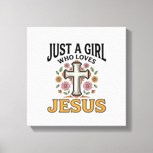 Toile Juste une fille qui aime Jésus Floral Cross Shirt_