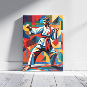 Toile Karaté Cubist Canvas Print
