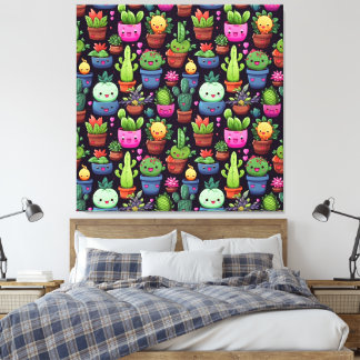 Toile Kawaii Cactus Canvas Print