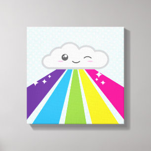Toile Kawaii Cloud et Rainbow Wrapped Canvas