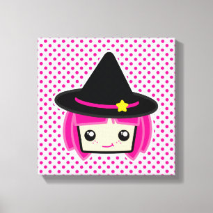 Toile Kawaii rose Haired Witch enveloppée