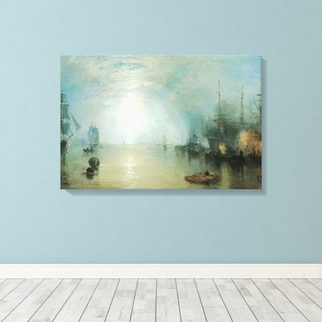 Toile Keelmen Height Coals, Lune par Joseph Turner (Insitu (Plancher de Bois))