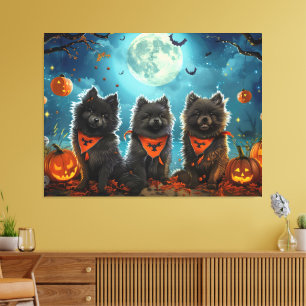 Toile Keeshond Halloween Éffrayant