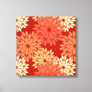 Toile Kimono Floral Moderne Impression, Mandarin Orange