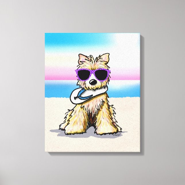 Toile KiniArt Cairn Terrier Dog Beach Canvas Imprimer (Recto)