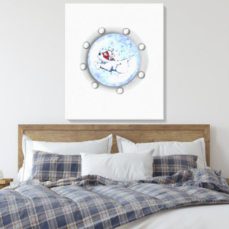 Toile KiniArt Diving Westie Terrier Porthole