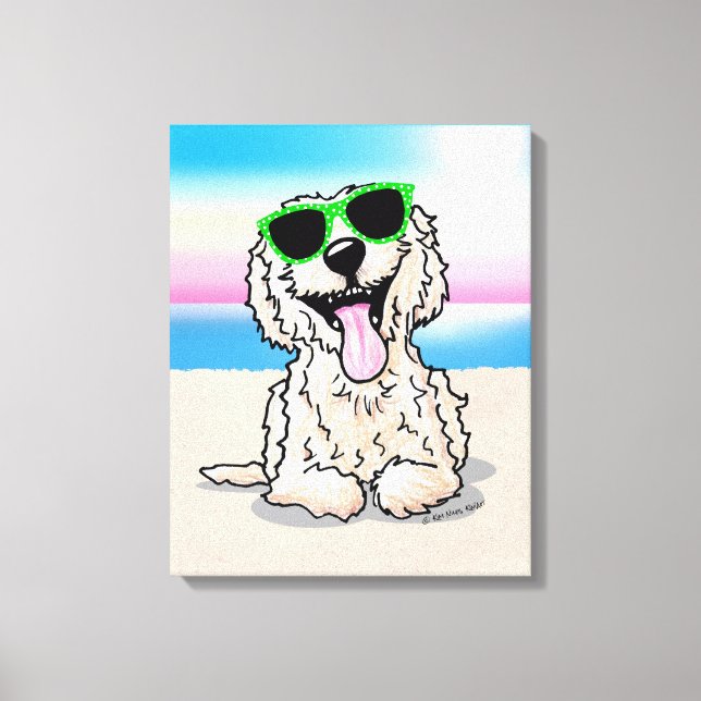 Toile KiniArt Goldendoodle Dog Beach (Recto)