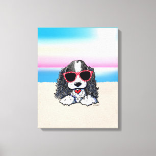 Toile KiniArt Parti Cocker Spaniel Dog Plage Canvas Prin