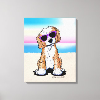 Toile KiniArt Tuxedo Doodle Dog Beach