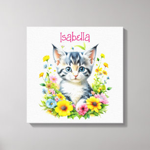 Toile Kit de peinture à l'aquarelle Fleurs de chaton per