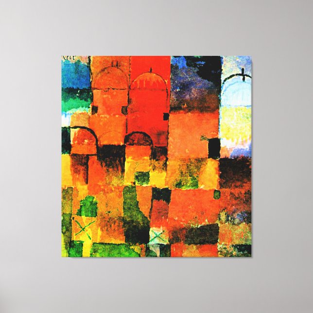 Toile Klee - Domes rouges et blancs, peinture abstraite, (Recto)