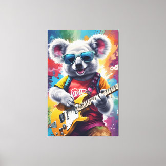 Toile Koala jouant de la guitare, du graffiti