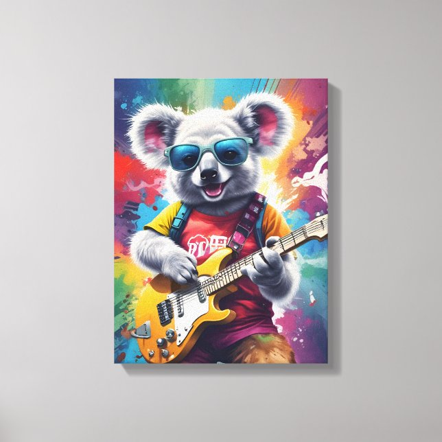 Toile Koala jouant de la guitare, du graffiti (Recto)