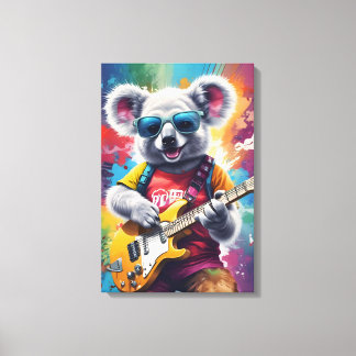 Toile Koala jouant de la guitare, du graffiti