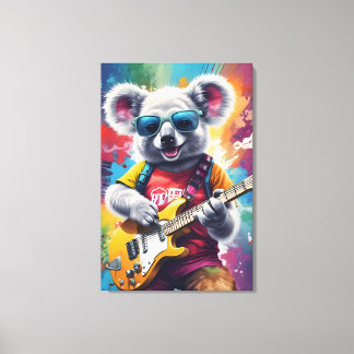 Toile Koala jouant de la guitare, du graffiti