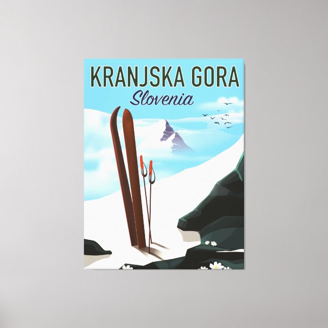 Toile Kranjska Gora Slovénie affiche ski (Recto)