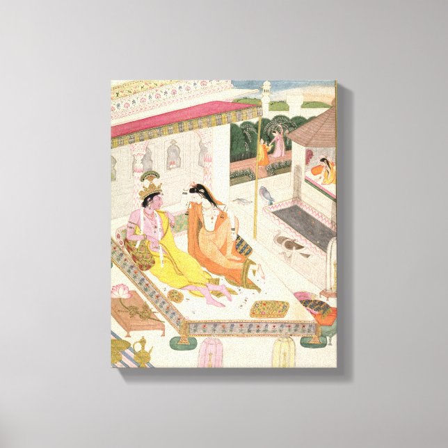 Toile Krishna et Radha sur un lit dans un palais mogul,  (Recto)