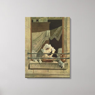 Toile La blanchisseuse, gravée par J. Laurent Julien (c1