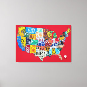 Toile La carte de plaque minéralogique des Etats-Unis a