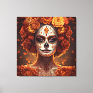 Toile La Catrina Souci Dia de los Muertos Crâne de Sucre
