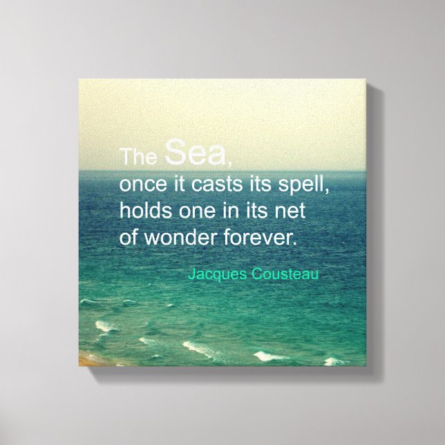 TOILE LA CÉLÈBRE CITATION DE MER JACQUES COUSTEAU PHOTO  (Recto)