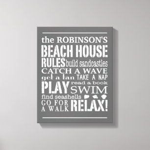 Toile La Chambre de plage personnalisée de famille