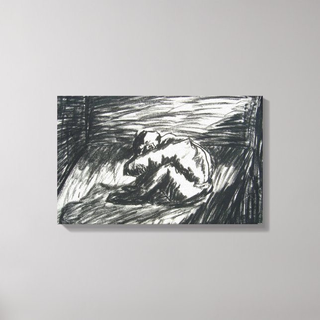Toile La dépression seule dans une chambre sombre dessin (Recto)