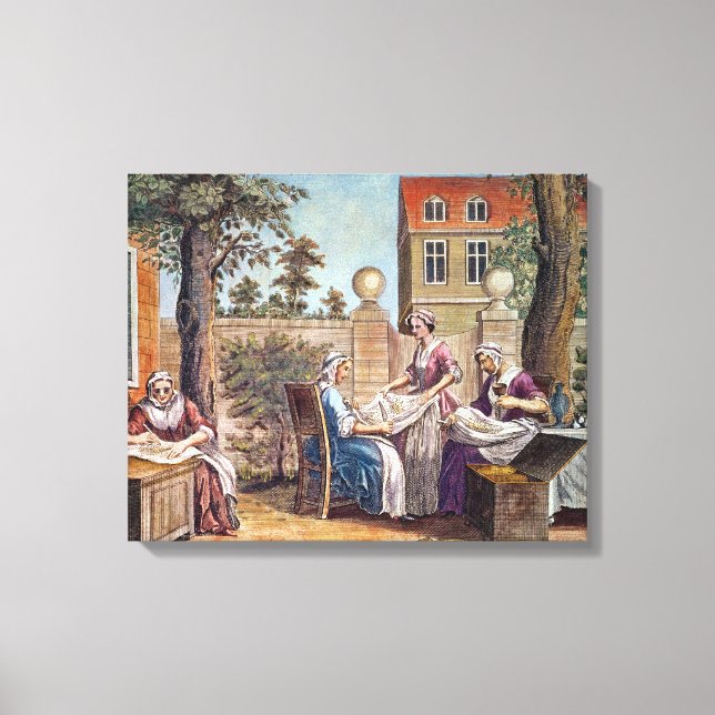 Toile La fabrication de la soie, gravée par J. Hinton (Recto)