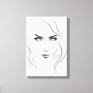 Toile La femme avec la violette observe schéma minimal