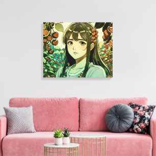 Toile La fille aux fruits à la cerise - Illustration mod