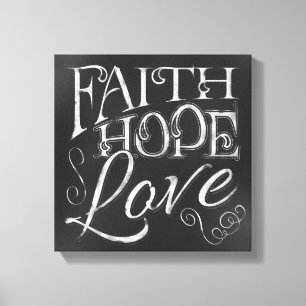 Toile La foi, l'espoir, l'amour Chalkboard Canvas Imprim