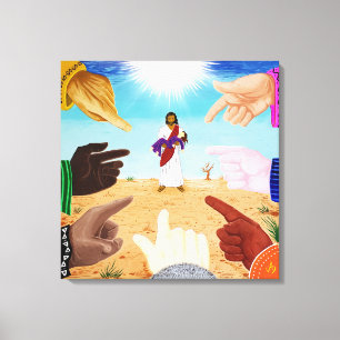 Toile La foule a ri (Mains Pointant Jésus) peinture