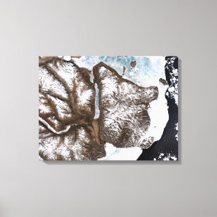 Toile La glace de mer raye le rivage dans Greenlan