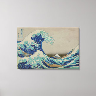 Toile La Grande vague de Kanagawa L'art des blocs de boi