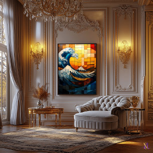 Toile La Grande Vague Mosaïque de Verre Artistique