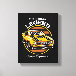 Toile La Légende de la Route Muscle Car Design Rétro