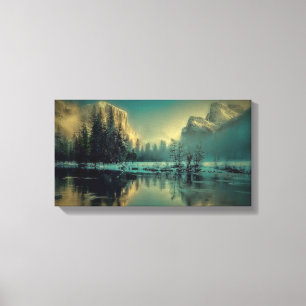Toile La montagne d'hiver au bord du lac