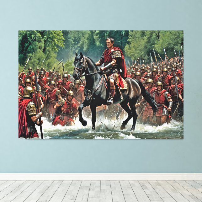 Toile "La mort est pure : le défi du Rubicon de César" (Insitu (Plancher de Bois))