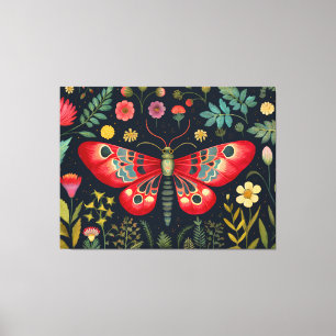 Toile La Mousse Rouge Dans Le Jardin De Nuit